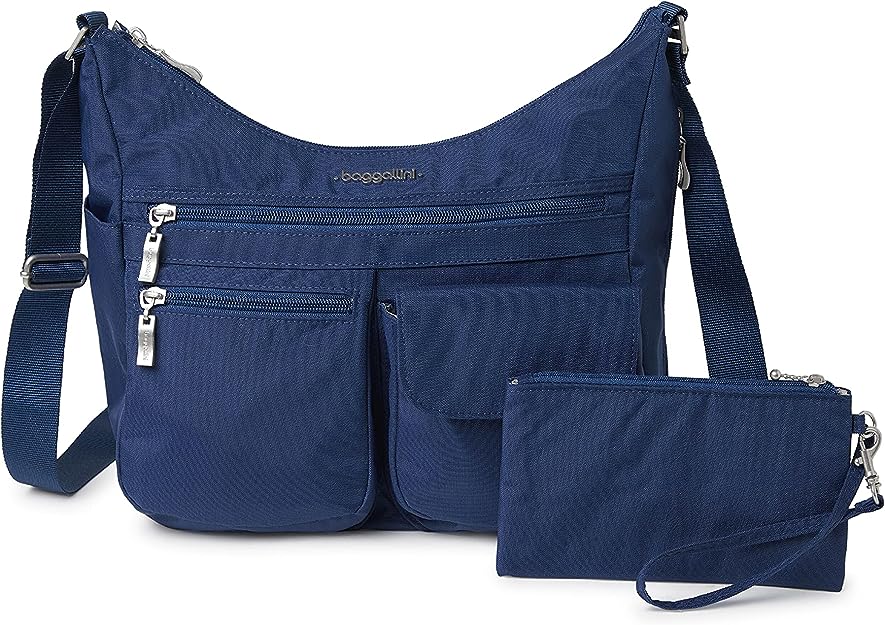 Baggallini Everywhere Bagg Hobo Crossbody Bag for Women with RFID Wristlet â Water resistant Travel Bag