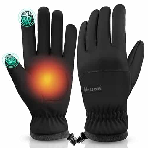 ihuan Winter Cold Weather Gloves Waterproof Windproof Mens Women Warm Touchscreen Anti Slip Palm Thermal Gloves for Driving, Biking, Running, Hiking, Working
