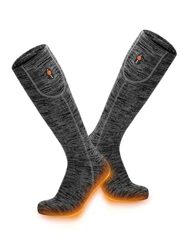 [All New Upgraded] ORORO Heated Socks for Men Women, Rechargeable Electric Socks for Cold Feet (Grey,M)