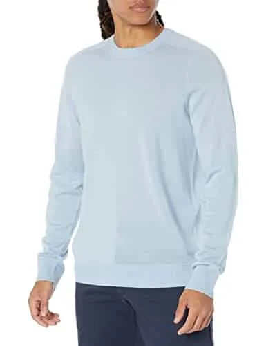 Amazon Essentials Men's Regular Fit Merino Wool Crewneck Sweater (Available in Tall) (Previously Amazon Aware), Light Blue, X Large