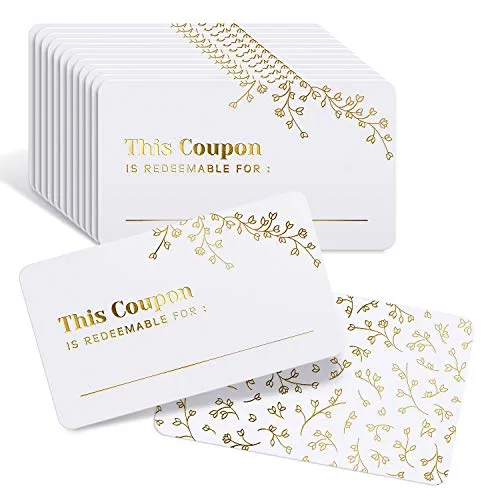 Blank Coupon Cards for Him, Her, Husband, Wife, Mom, Dad, Motherâs Day Gift Certificates Vouchers Loyalty Cards Employee Appreciation Gifts Great for Spas, Restaurants, Hair Salons (âxâ)