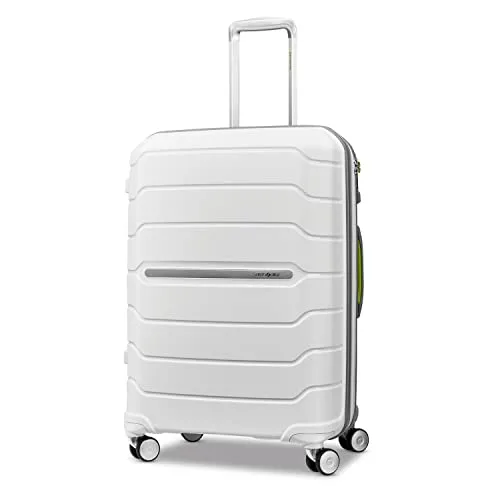 Samsonite Freeform Hardside Expandable with Double Spinner Wheels, Checked Medium Inch, WhiteGrey