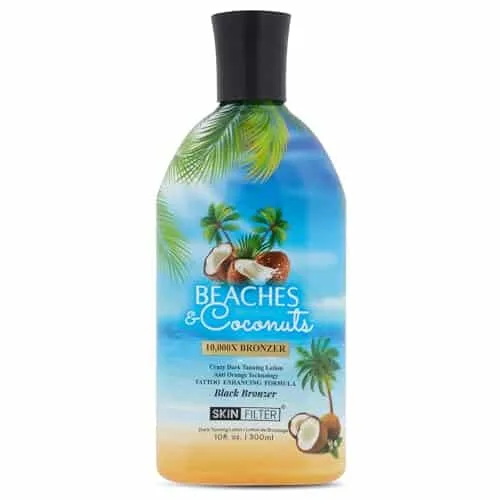 Skin Filter Beaches and Coconuts Tanning Lotion – X Tanning Lotion – Tanning Lotion with Anti Orange Technology and Tattoo Protection Nourishing Ingredients