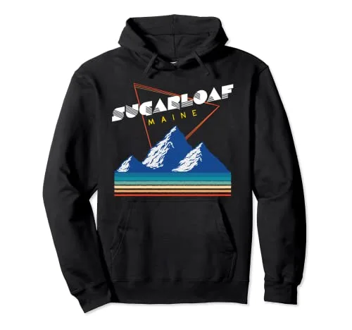 Sugarloaf, Maine USA Ski Resort s Retro Pullover Hoodie
