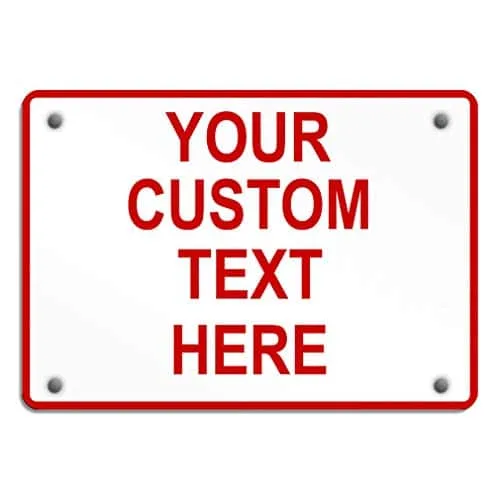 Aluminum Weatherproof Metal Sign Multiple Sizes Custom Personalized Text Here White Red Danger Horizontal Street Signs xInches