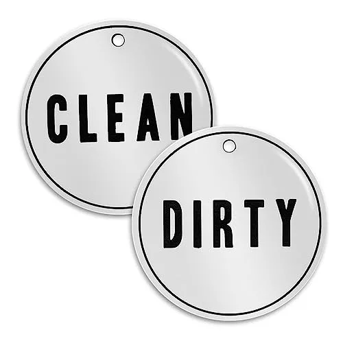 Laundry Basket Clean & Dirty Labels Great Tags for Kids Rooms, Bathrooms, and Laundry Room Organization Signs x Inches Round Laser Engraved Design Set of