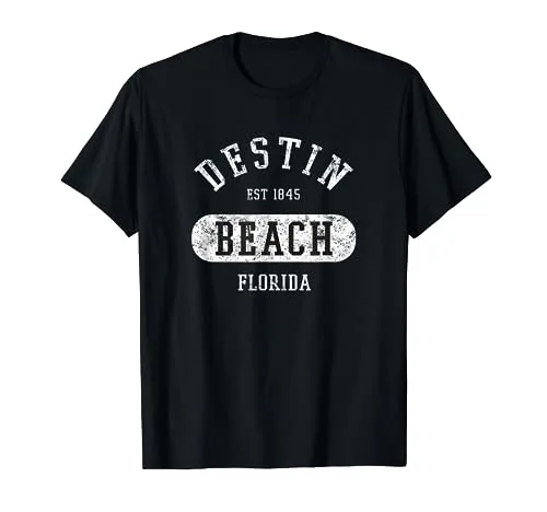 Retro College Style Destin Beach FL Distressed Novelty Art T Shirt
