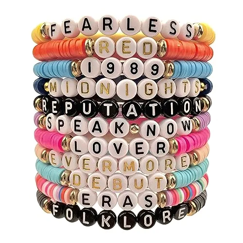 TIPTOE&KISS pcs Taylor Inspired Bracelet for Women Swiftie Outfit Jewelry Music Lover Fan Gifts Friendship Bracelets All too well Reputation Fearless Speak Now Friendship