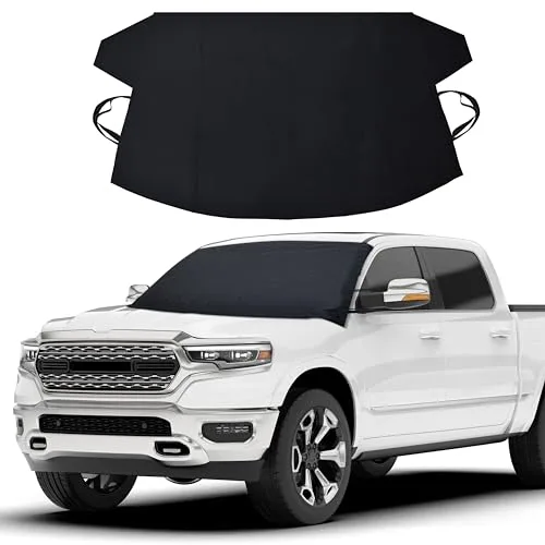 EcoNour Windshield Cover for Ice and Snow D Oxford Fabric Windshield Cover Water & Sag Proof Car Windshield Snow Cover Best Fit for Pickup Trucks & Full Size SUVs, XL (x In