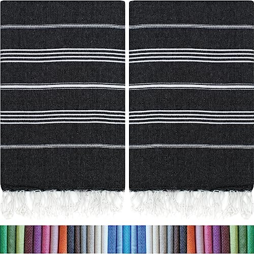 HAVLULAND Pack of Turkish Beach Towels Oversized x, % Turkish Cotton Sand Free Quick Dry Absorbent Towel Travel Blanket for Adults Beach Gift Beach Essentials Black