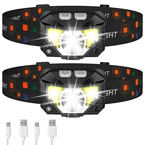 LHKNL Headlamp Flashlight, Lumen Ultra Light Bright LED Rechargeable Headlight with White Red Light,Pack Waterproof Motion Sensor Head Lamp,ode for Outdoor Camping Running Cycling Fishing