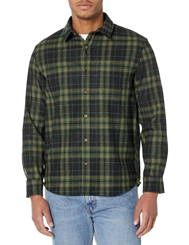 Pendleton Men's Long Sleeve Classic fit Lodge Shirt, GreenBlack Plaid, Medium