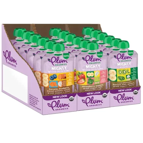 Plum Organics Mighty and Mighty Morning Organic Toddler Food Food Group Blend Variety Pack oz Pouch (Pack of ) Organic Fruit and Vegetable Toddler Food Pouch