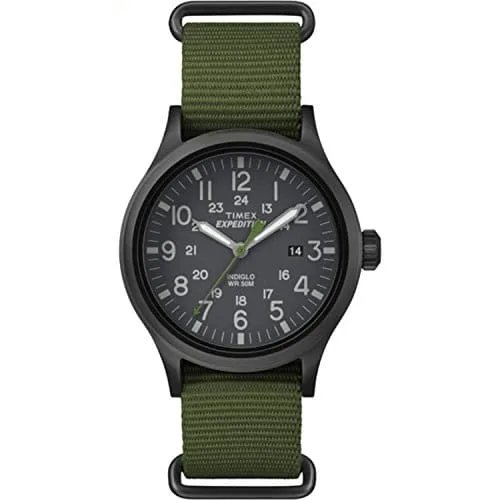 Timex Men's Expedition Scout mm Watch Black Case Black Dial with Green Fabric Strap