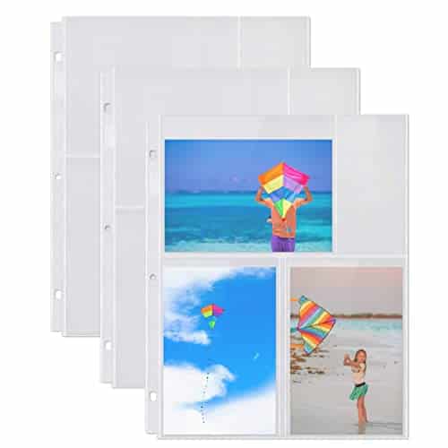 Dunwell Photo Album Refill Pages   (xixed Format, Pack) for Photos, Ring Binder Photo Pockets, Each Photo Page Holds Six x Pictures, Postcard Sleeves, Archival Photo Sleeves x