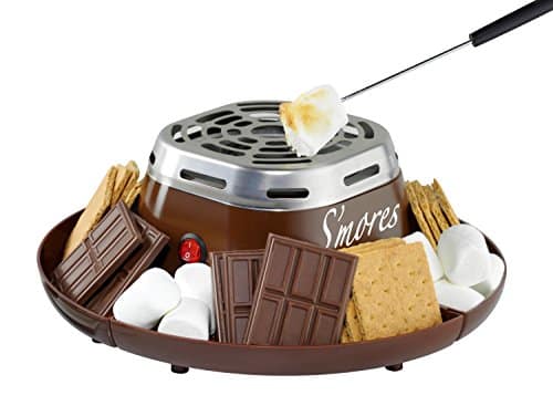 Nostalgia Tabletop Indoor Electric S'mores Maker Smores Kit With Marshmallow Roasting Sticks and Trays for Graham Crackers, Chocolate, and Marshmallows Movie Night Supplie