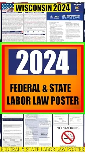 isconsin (WI) State Labor Law Poster State, Federal and OSHA Compliant Laminated Poster Ideal for Posting in The Workplace Easy to Read Print Perfect for Common Rooms