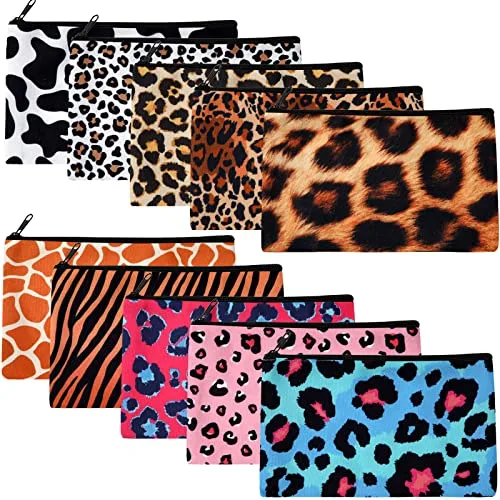 Pieces Cosmetic Bag for Women Roomy Makeup Bags with Zipper Toiletry Bag Pouch Travel Packing Accessory Organizer Gifts X Inches Leopard