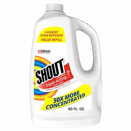 Shout Active Enzyme Laundry Stain Remover Spray, Triple Acting Formula Clings, Penetrates, and Lifts + Types of Everyday Stains Prewash Refill oz