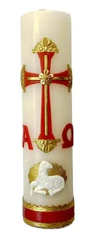 Alpha Omega Candle for Baptism Confirmation Easter Lent Cirio Para Bautizo Confirmacion O Boda Cirio Pascual Red
